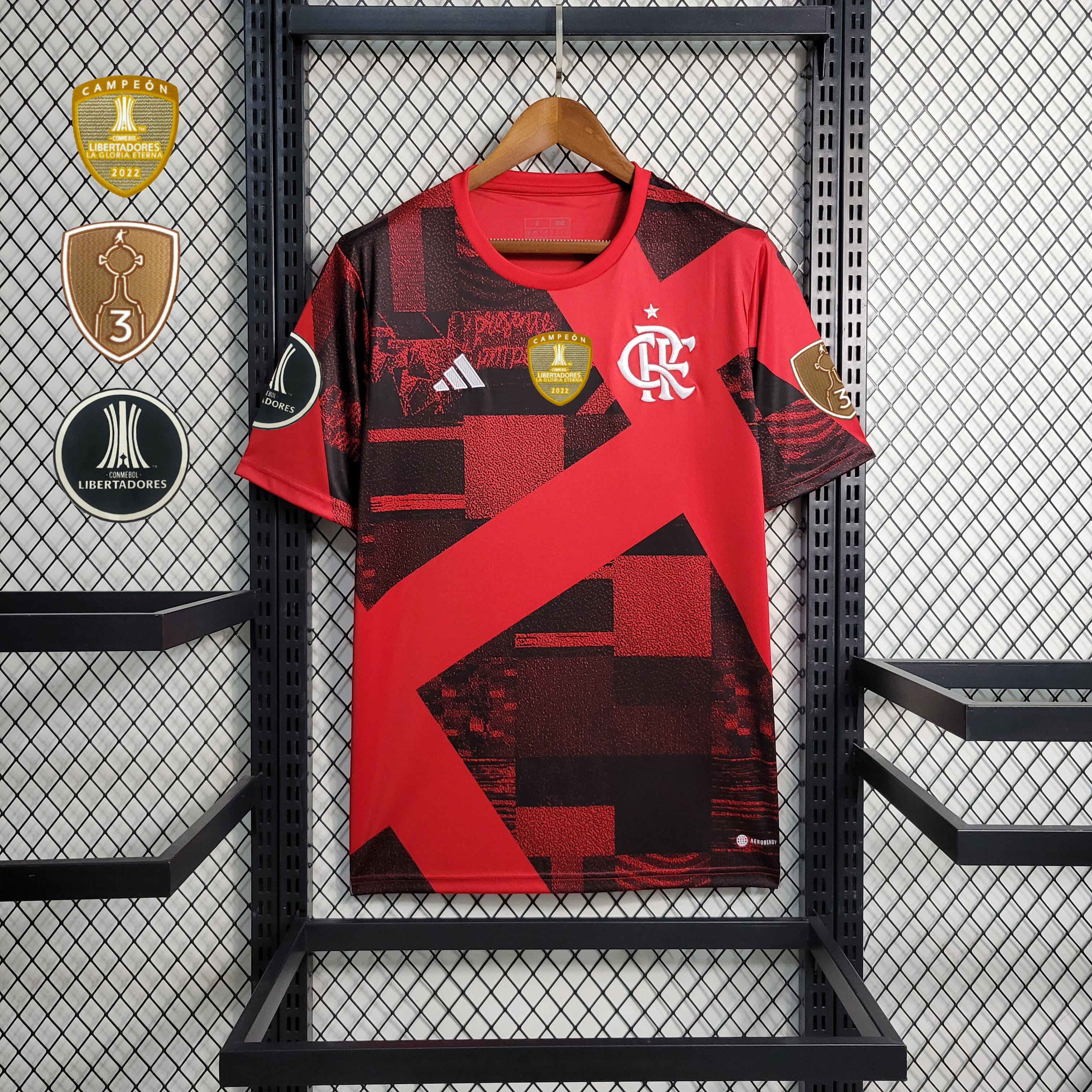 Camisa Flamengo 23/24 Versão Torcedor Pré-Jogo + Patch Libertadores - Rubro Negra