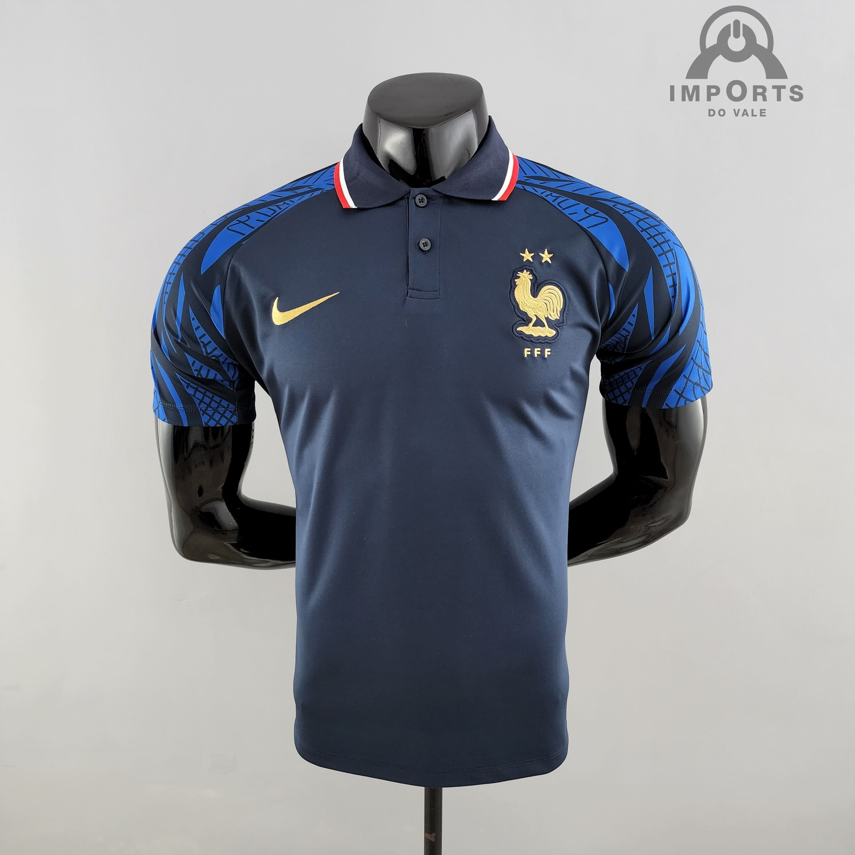 Camisa Gola Polo da Seleção Francesa 22/23 - Azul