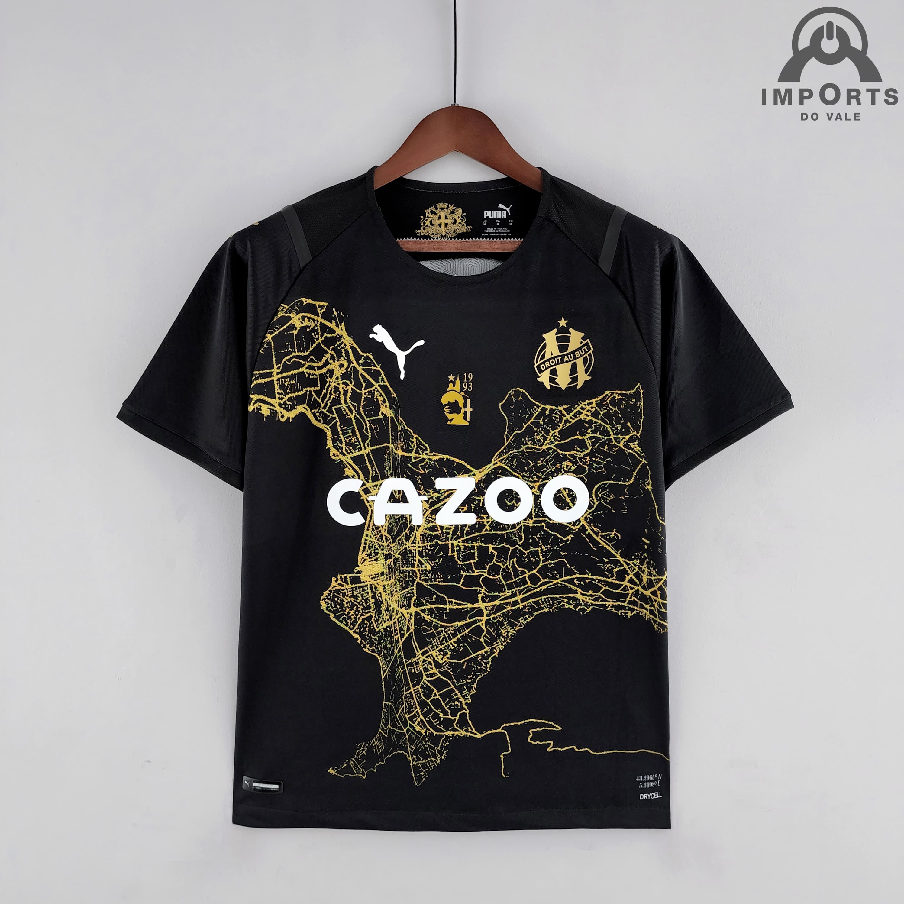 Camisa Olympique de Marseille 22/23 Versão Torcedor Ed. Especial Preta + Personalização Grátis