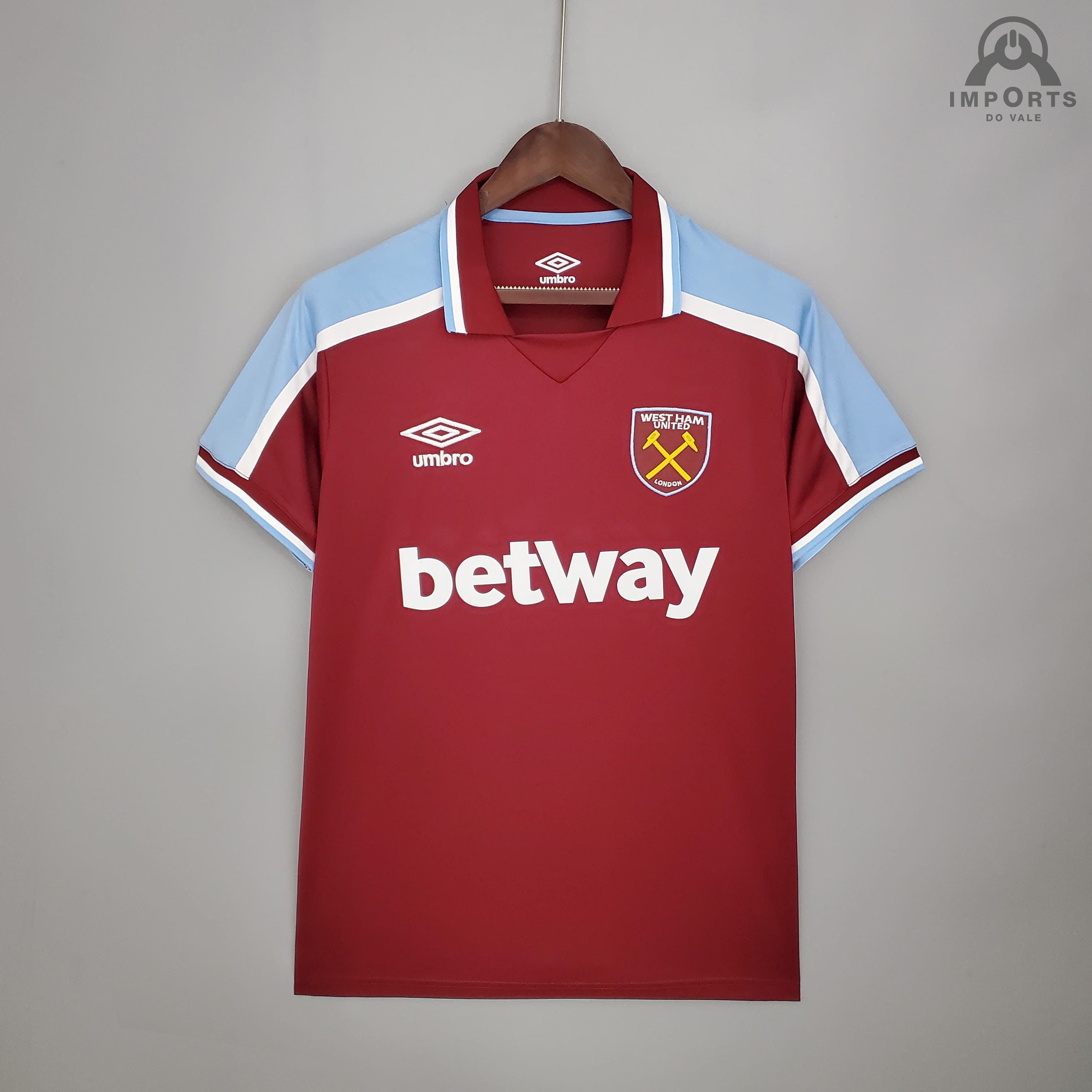 Camisa West Ham I 21/22 Versão Torcedor + Personalização Grátis