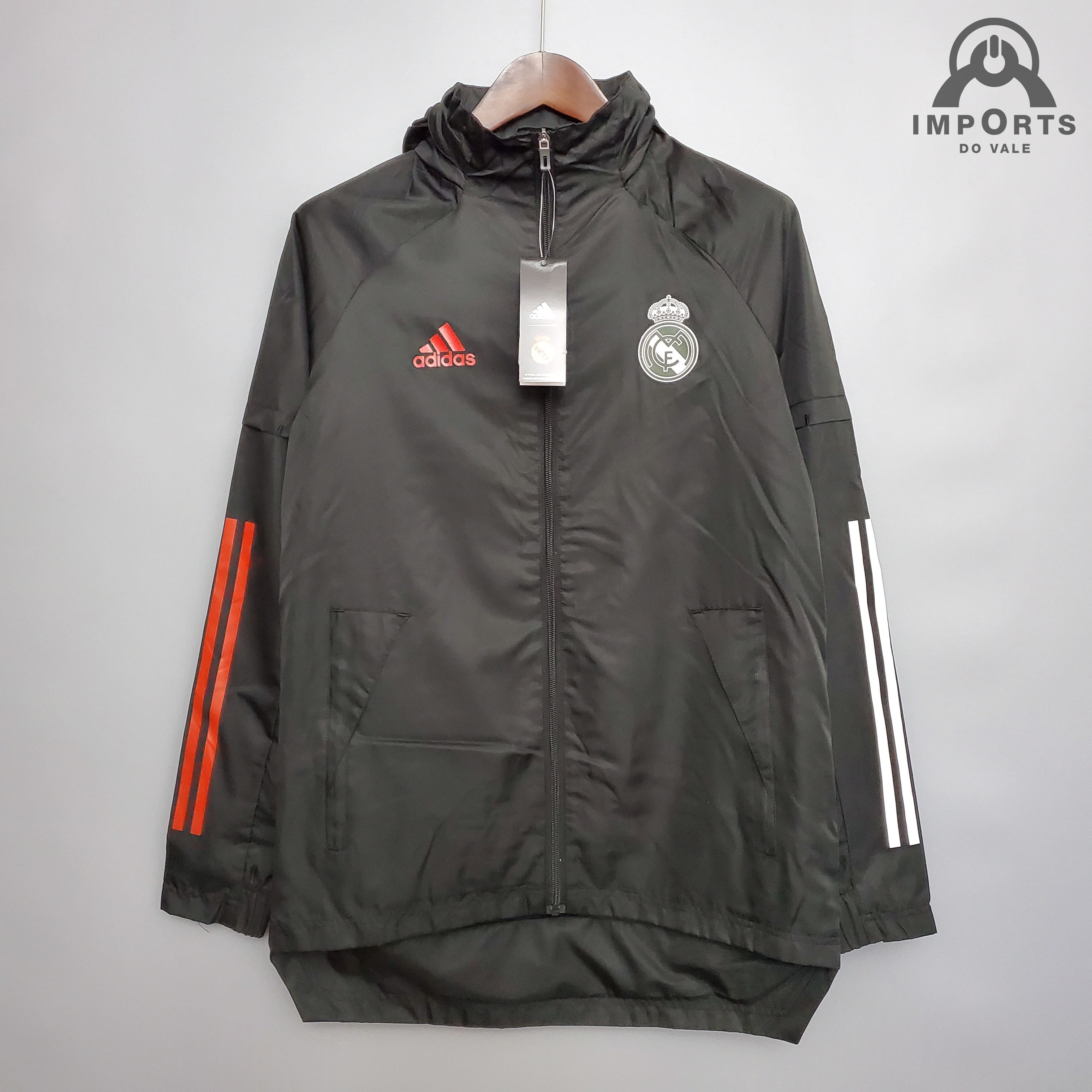 Jaqueta Corta-Vento Real Madrid 20/21 - Preto/branco/vermelho