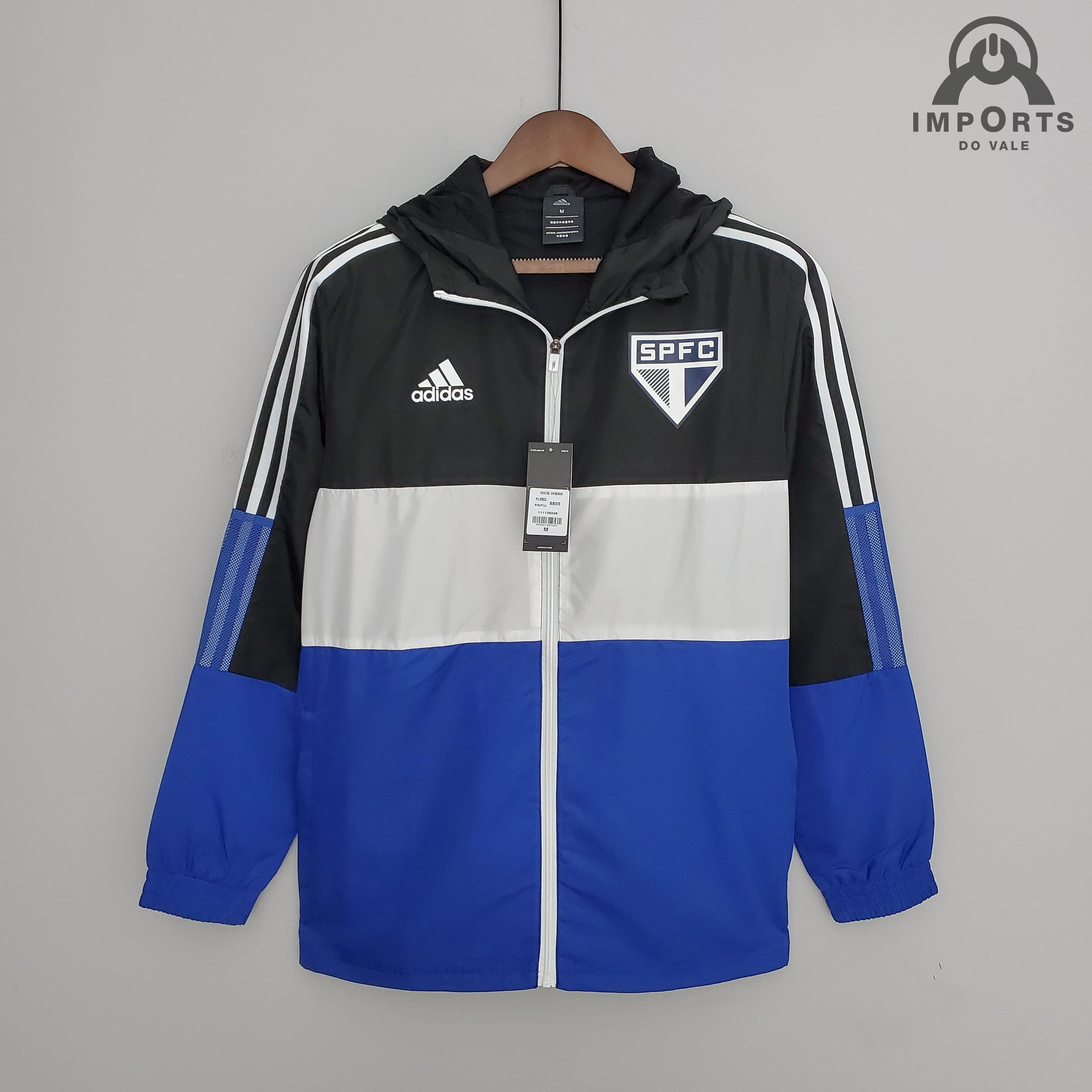 Jaqueta Corta-Vento São Paulo 22/23 - Preto/branco/azul