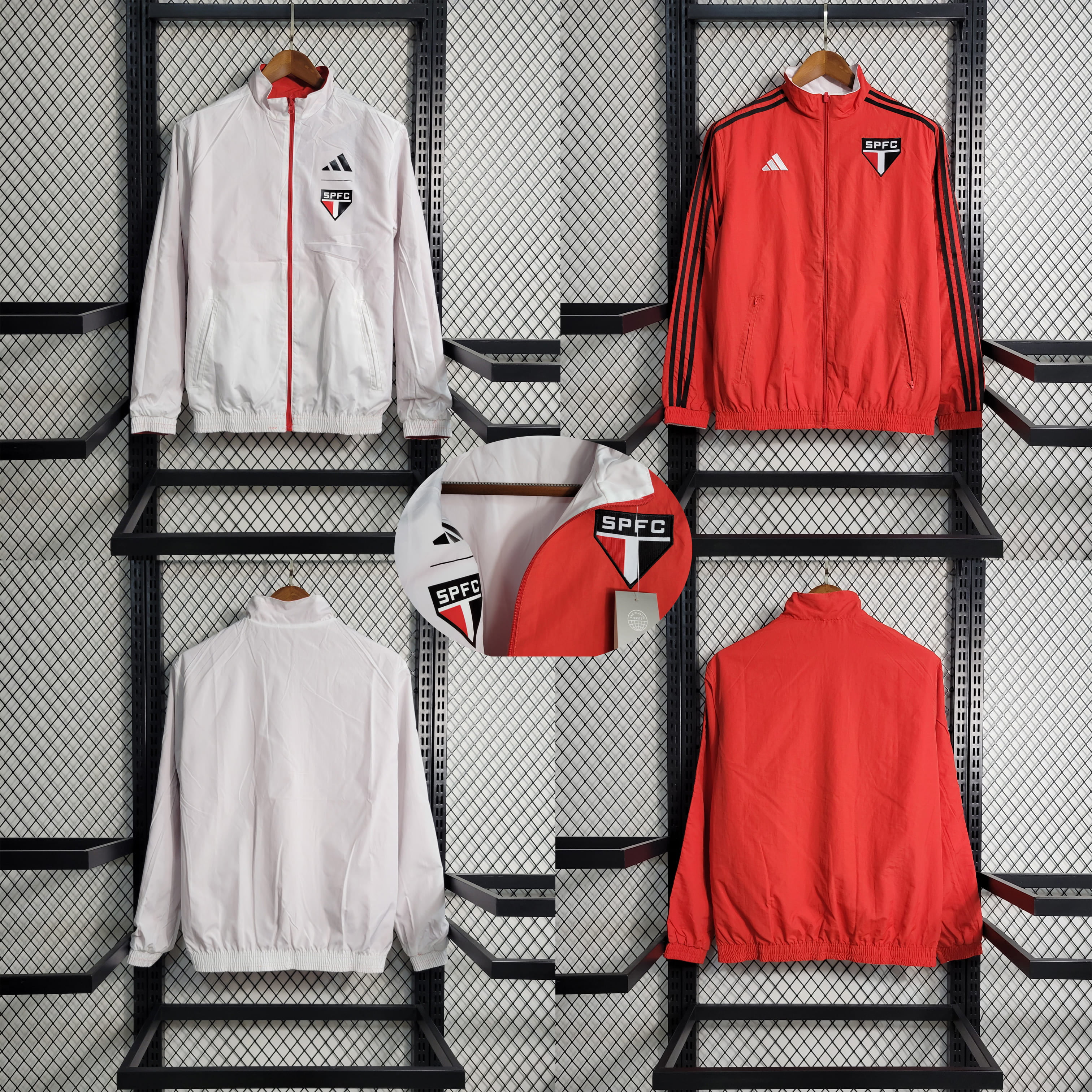 Jaqueta Corta-Vento São Paulo 23/24 - Branco/vermelho reversível