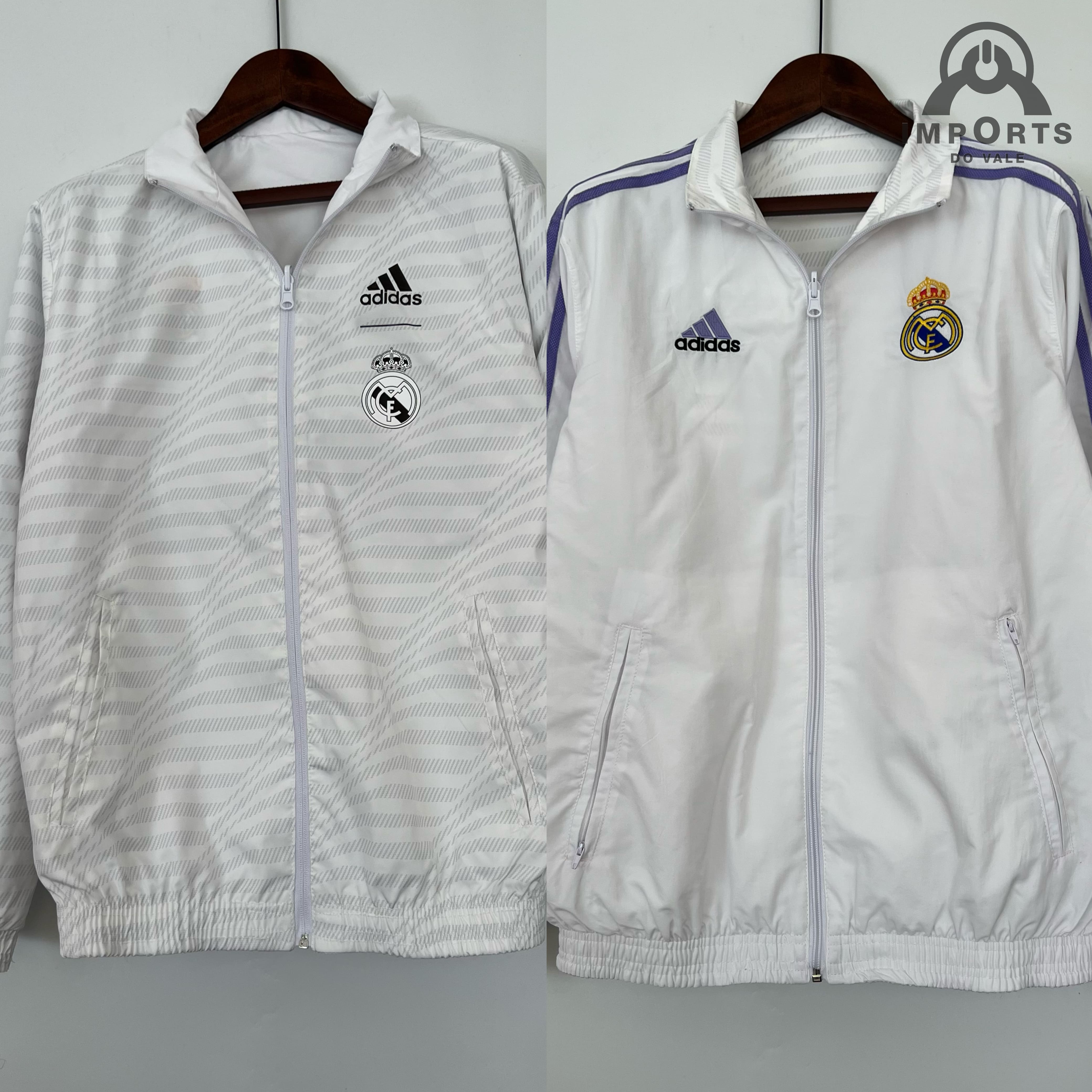 Jaqueta Corta-Vento Real Madrid 23/24 - Branco Dupla Face