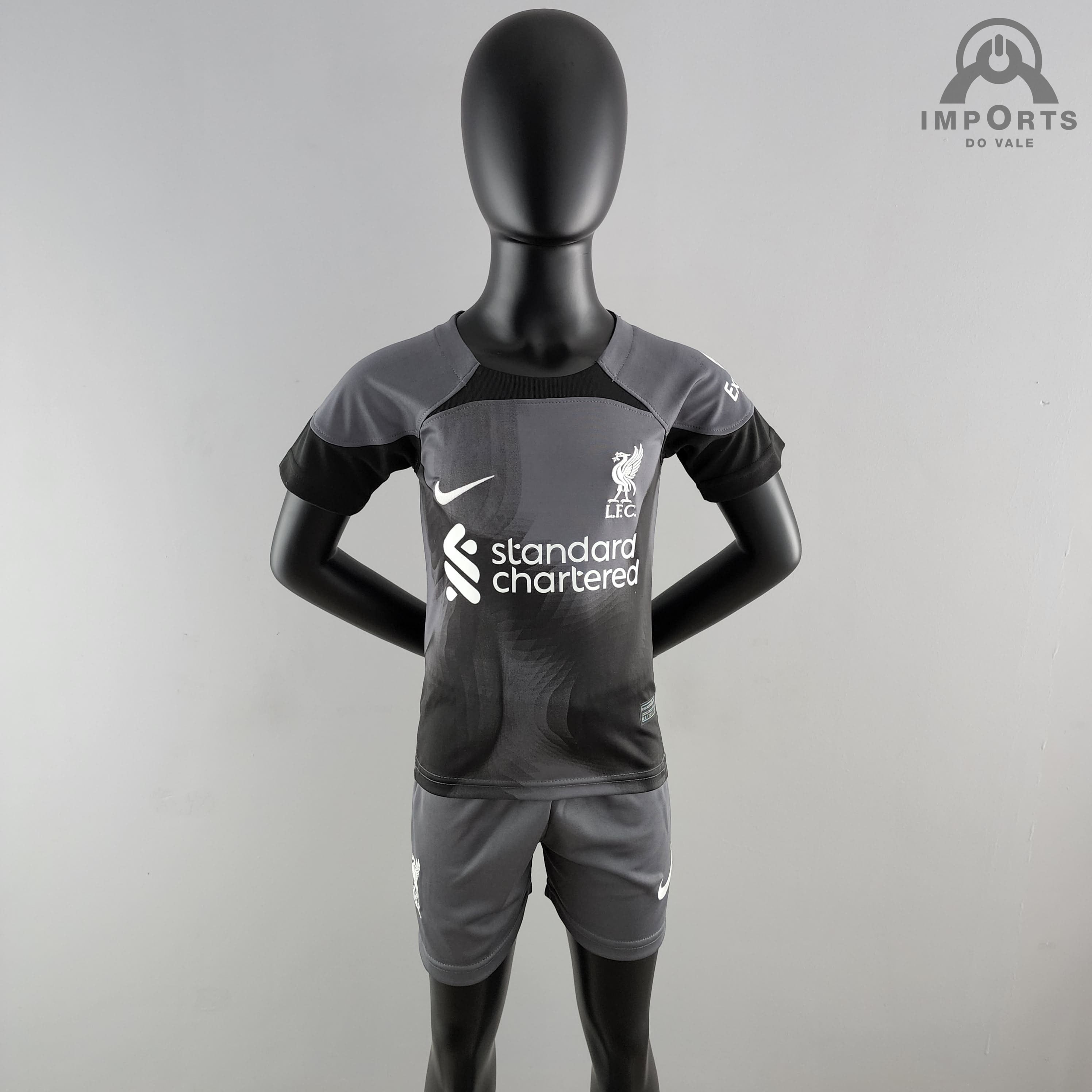 Kit Infantil Liverpool 22/23 Goleiro Preto + Personalização Grátis