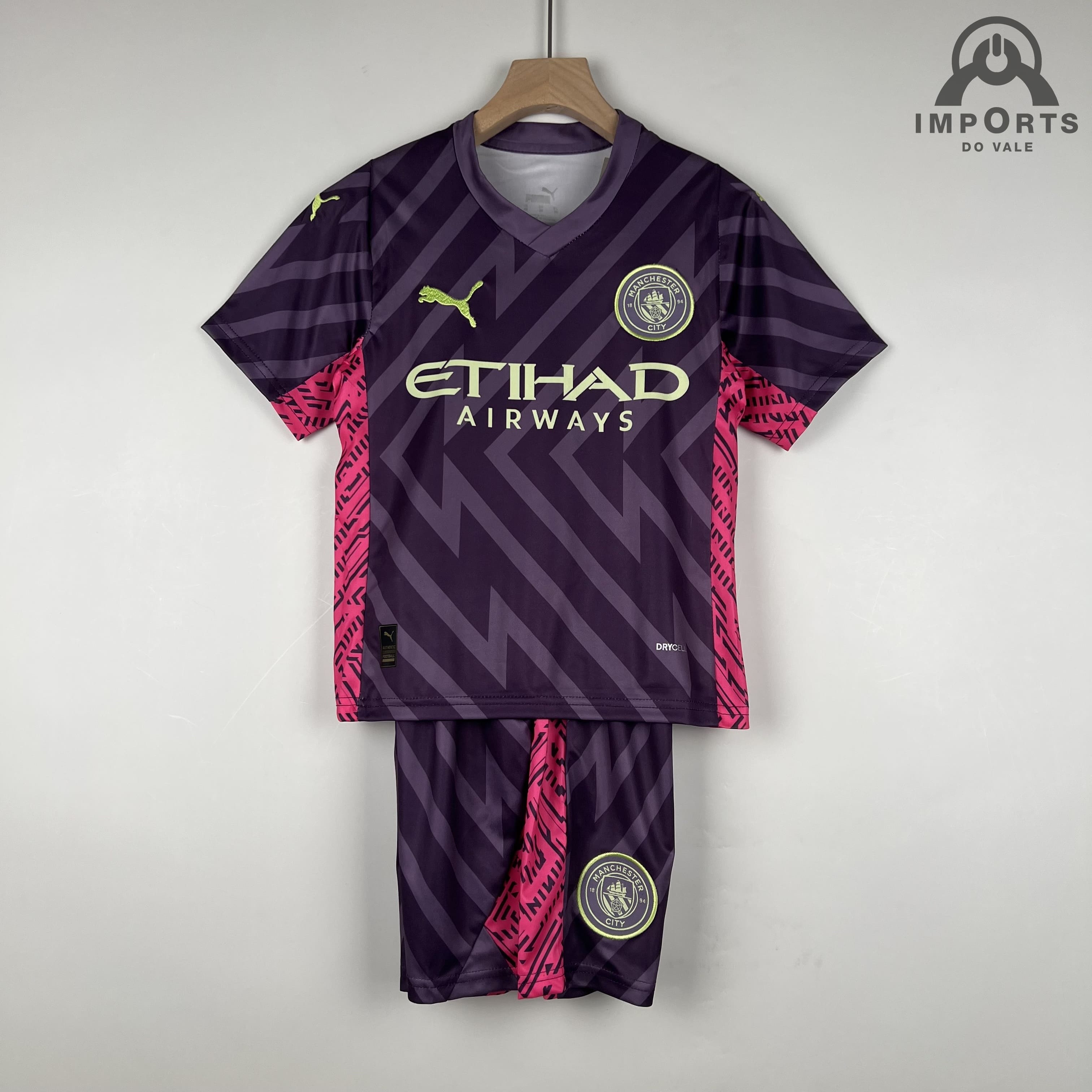 Kit Infantil Manchester City 23/24 Goleiro Personalização Grátis - Roxo