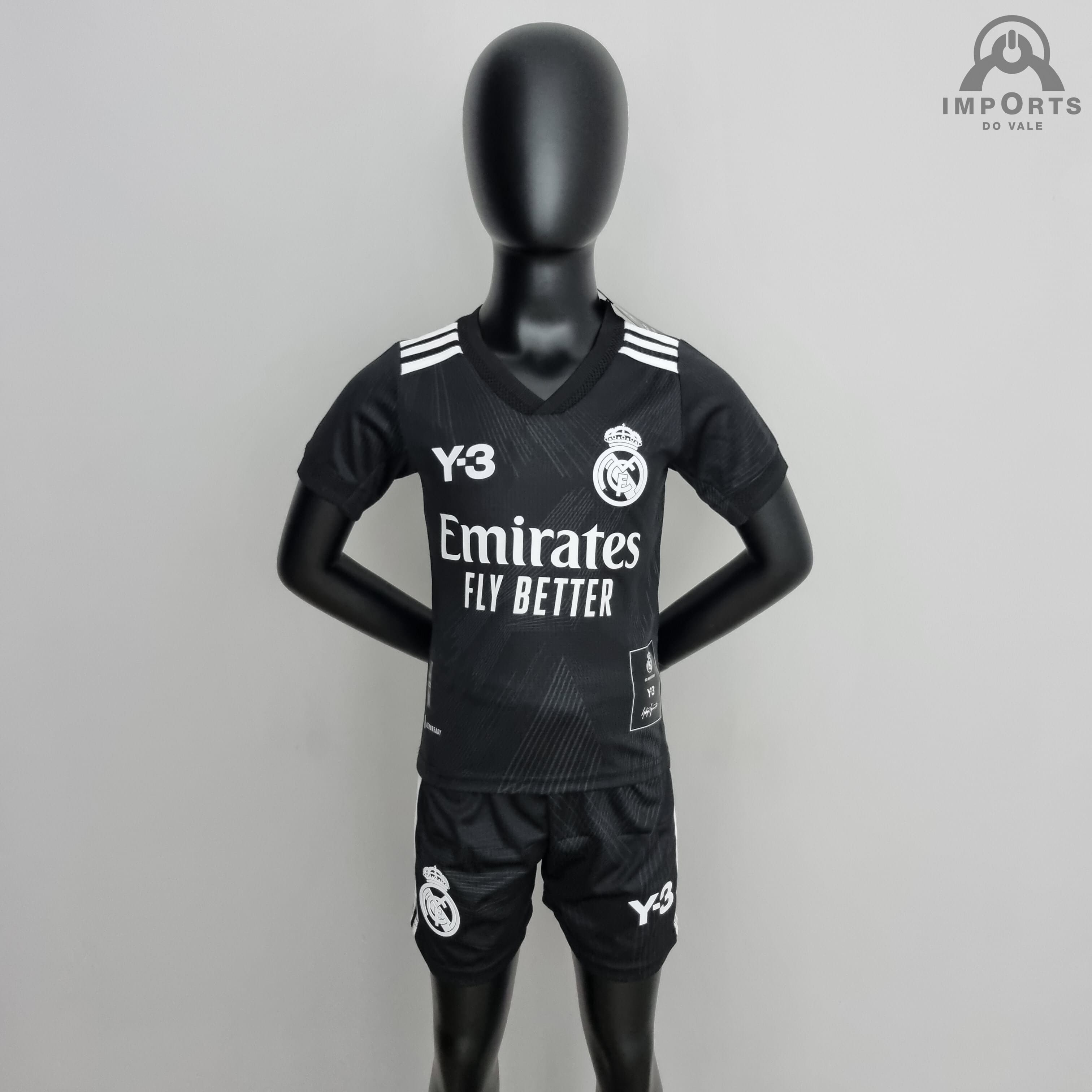 Kit Infantil Real Madrid 22/23 Ed. Especial Y3 Preto + Personalização Grátis