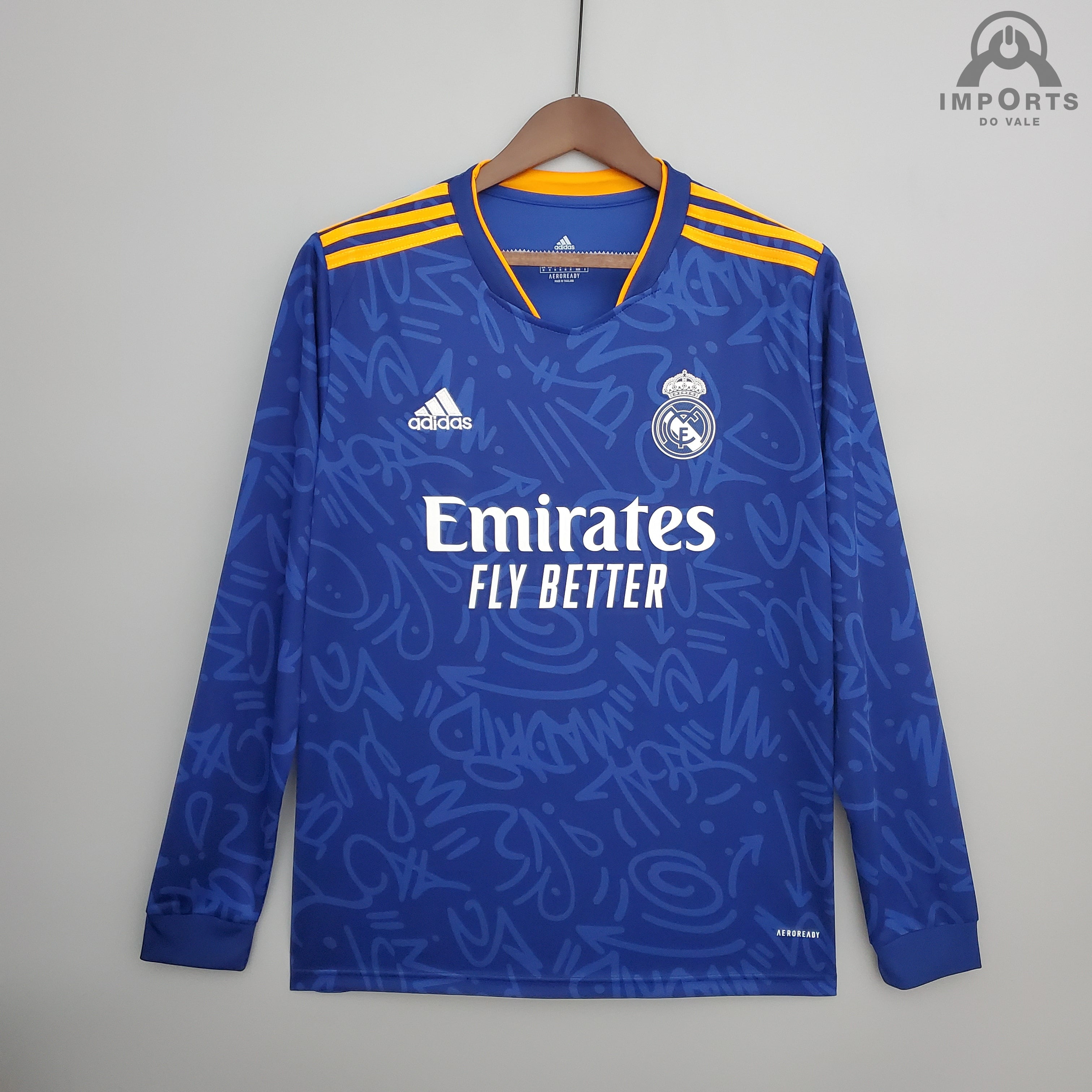 Camisa Manga Longa Real Madrid II 21/22 Versão Torcedor + Personalização Grátis
