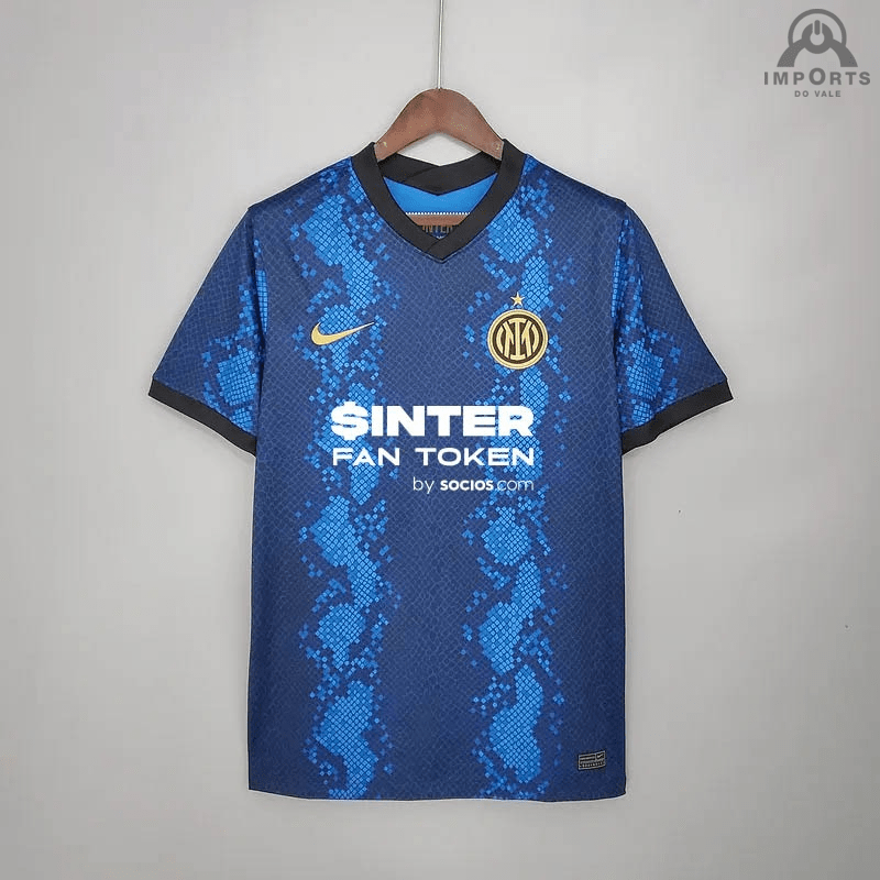 Camisa Inter de Milão I 21/22 Versão Torcedor + Patrocínios + Personalização Grátis 