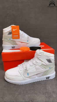 Tênis Air Jordan 1 Mid - Branco/cinza