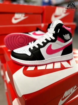 Tênis Air Jordan 1 Mid - Branco/rosa/preto
