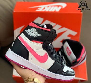 Tênis Air Jordan 1 Mid - Branco/rosa/preto