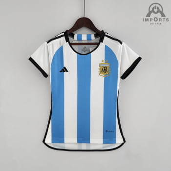 Camisa Da Seleção Argentina l 2022 Versão Feminina + Personalização Grátis Camisa Da Seleção Argentina l 2022 Versão Feminina + Personalização Grátis