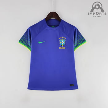 Camisa da Seleção Brasileira II Copa 2022 Versão Feminina + Personalização Grátis Camisa da Seleção Brasileira II Copa 2022 Versão Feminina + Personalização Grátis