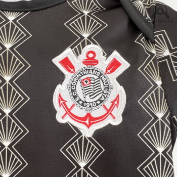 Body Infantil Corinthians 23/24 Preto + Personalização Grátis 