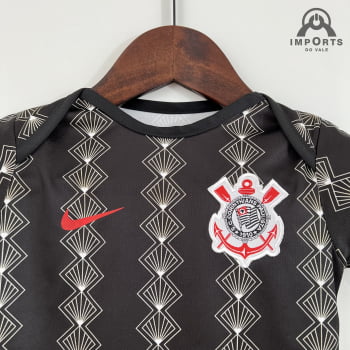 Body Infantil Corinthians 23/24 Preto + Personalização Grátis 