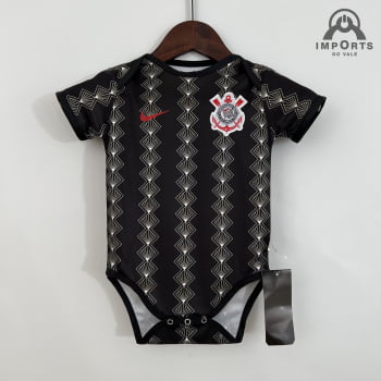 Body Infantil Corinthians 23/24 Preto + Personalização Grátis 