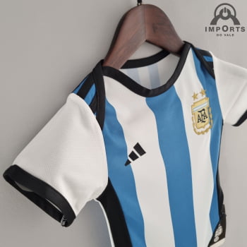 Body Infantil da Seleção Argentina I 2022 + Personalização Grátis 
