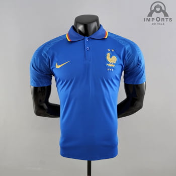 Camisa Gola Polo da Seleção Francesa 22/23 - Azul