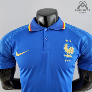 Camisa Gola Polo da Seleção Francesa 22/23 - Azul