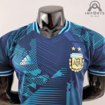 Camisa da Seleção Argentina 2022 Ed. Comemorativa Azul Versão Jogador 