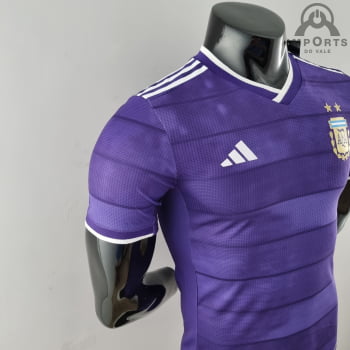 Camisa da Seleção Argentina 2022 Ed. Concept Roxa Versão Jogador + Personalização Grátis