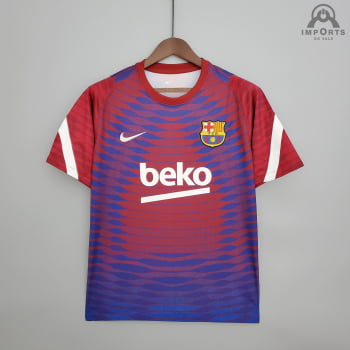Camisa Barcelona 21/22 Treino - Azul/vermelho/branco