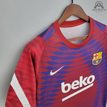 Camisa Barcelona 21/22 Treino - Azul/vermelho/branco