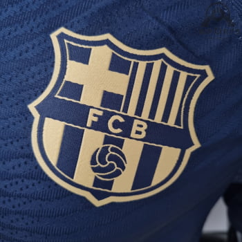Camisa Barcelona 22/23 Versão Jogador Ed. Especial Ciano + Personalização Grátis