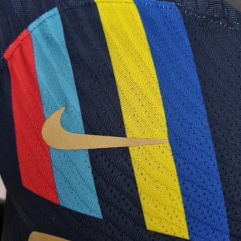 Camisa Barcelona 22/23 Versão Jogador Ed. Especial Ciano + Personalização Grátis