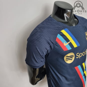 Camisa Barcelona 22/23 Versão Jogador Ed. Especial Ciano + Personalização Grátis