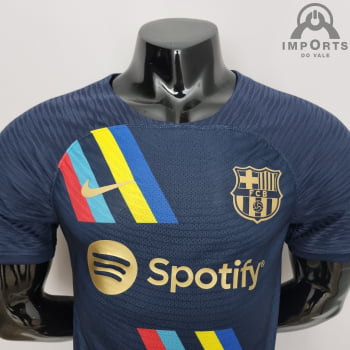 Camisa Barcelona 22/23 Versão Jogador Ed. Especial Ciano + Personalização Grátis