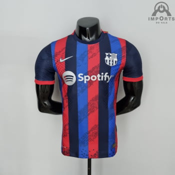 Camisa Barcelona 22/23 Versão Jogador Ed. Especial Vermelho e Azul + Personalização Grátis