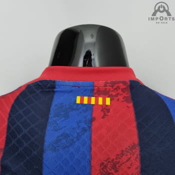 Camisa Barcelona 22/23 Versão Jogador Ed. Especial Vermelho e Azul + Personalização Grátis
