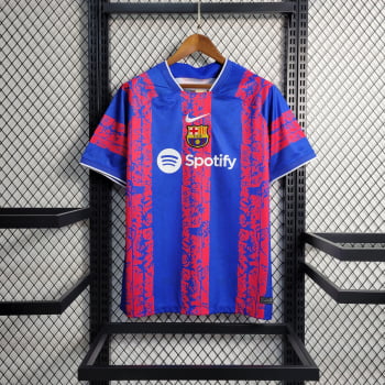 Camisa Barcelona 23/24 Treino - Azul/vermelha