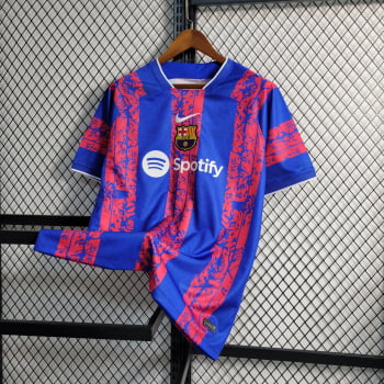 Camisa Barcelona 23/24 Treino - Azul/vermelha