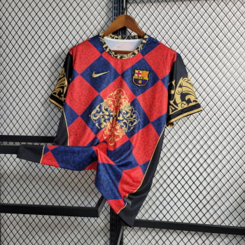 Camisa Barcelona 23/24 Treino - Vermelha/azul