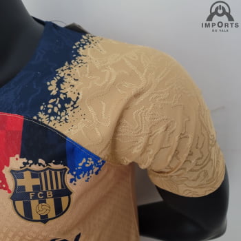 Camisa Barcelona 23/24 Versão Jogador Ed. Especial Amarela + Personalização Grátis