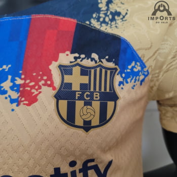 Camisa Barcelona 23/24 Versão Jogador Ed. Especial Amarela + Personalização Grátis Camisa Barcelona 23/24 Versão Jogador Ed. Especial Amarela + Personalização Grátis