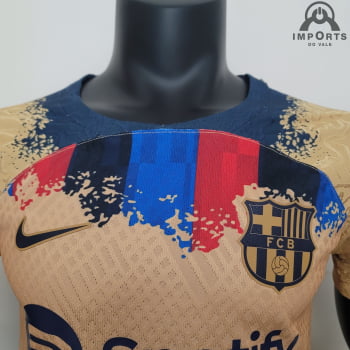 Camisa Barcelona 23/24 Versão Jogador Ed. Especial Amarela + Personalização Grátis