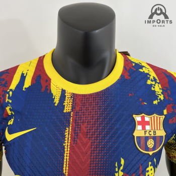 Camisa Barcelona 23/24 Versão Jogador Ed. Especial Amarela/vermelha + Personalização Grátis