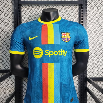Camisa Barcelona 23/24 Versão Jogador Ed. Especial Azul + Personalização Grátis