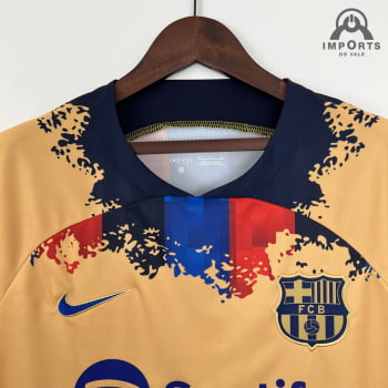 Camisa Barcelona 23/24 Versão Torcedor Ed. Especial Amarela + Personalização Grátis 