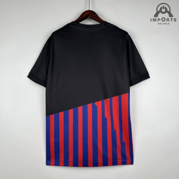 Camisa Barcelona 23/24 Versão Torcedor Ed. Especial Preta listrada + Personalização Grátis 