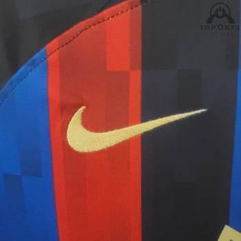 Camisa Barcelona I 22/23 Versão Torcedor + Patrocínios + Personalização Grátis 