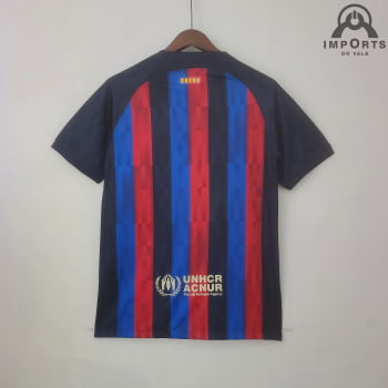 Camisa Barcelona I 22/23 Versão Torcedor + Patrocínios + Personalização Grátis 