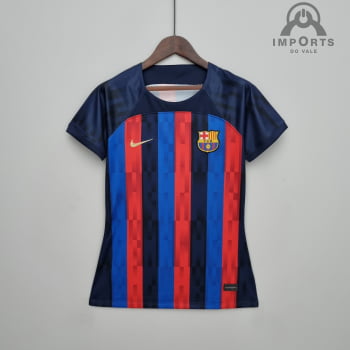 Camisa Barcelona l 22/23 Versão Feminina + Personalização Grátis Camisa Barcelona l 22/23 Versão Feminina + Personalização Grátis