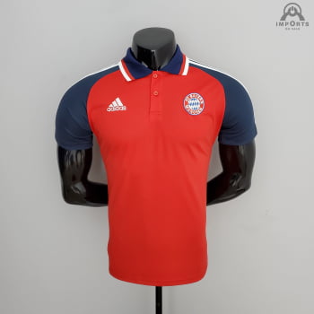 Camisa Gola Polo Bayern de Munique 21/22 Treino - Vermelha Camisa Gola Polo Bayern de Munique 21/22 Treino - Vermelha