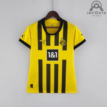 Camisa Borussia Dortmund l 22/23 Versão Feminina + Personalização Grátis Camisa Borussia Dortmund l 22/23 Versão Feminina + Personalização Grátis