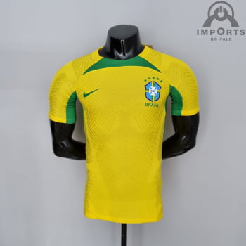 Camisa da Seleção Brasileira 2022 Treino Versão Jogador Amarela + Personalização Grátis